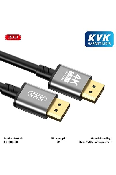 Xo Gb018B Dp to Dp Metal Cable 4K - 5m Data Transfer Cable