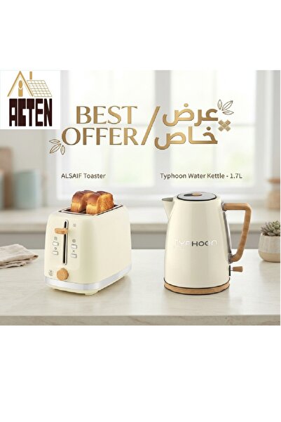 ALSAIF غلاية ماء - سعة 1.7 لتر - 2200 واط + محمصة خبز (توستر) بقدرة 800 واط ل...