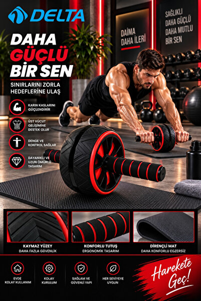 Delta Ab Wheel Egzersiz Fitness Tekerleği Karın Kası Ab Slider Kondisyon Spor...