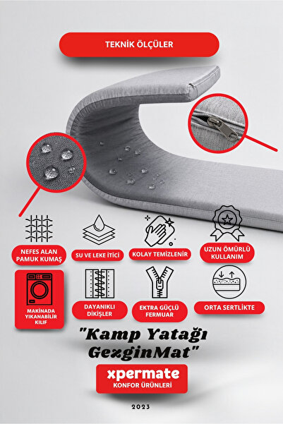 XPERMATE سرير تخييم قابل للطي 120x180x6، سجادة تخييم محمولة من الإسفنج، سرير أرضي، سرير كارافان، سجادة سفر مع حقيبة