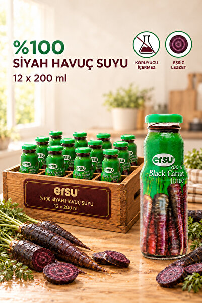 ersu %100 Siyah Havuç Suyu 200 ml 12'li