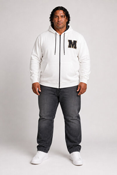 MocGrande Plus Size Zippered Sweat M 23217 ECRU