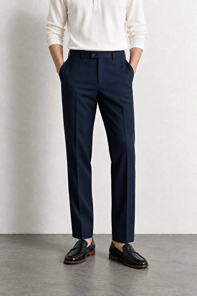 no7man Leon - Navy Blue - Italian Cut Viscose - Classic Men's Trousers