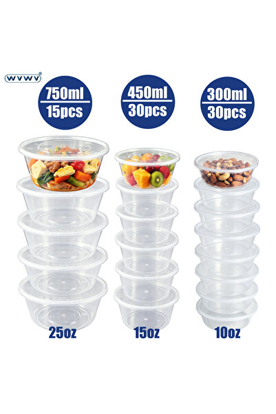 choice2 750ml 300/450/750ml Round Transparent Food Storage Containers/Takeout...