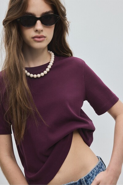 Stradivarius B01 Basic regular fit kalın t-shirt