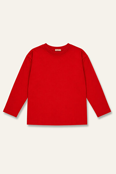 Kız Erkek Çocuk Uzun Kollu Basic T-shirt - Kırmızı