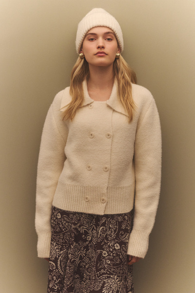 BE BLUE Ekru Kruvaze Short Cardigan