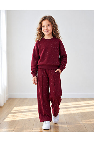 Luniya Girls' Winter Set, Top and Bottom Set, 3-Ply Thick Shardooned Sweat Su...