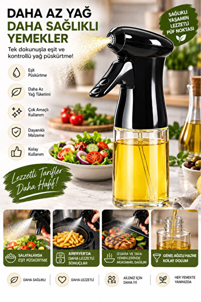 TUMU LIFE Püskürtmeli Cam Sprey Airfryer Yağdanlık Zeytinyağı Sirke Yağ Püskü...