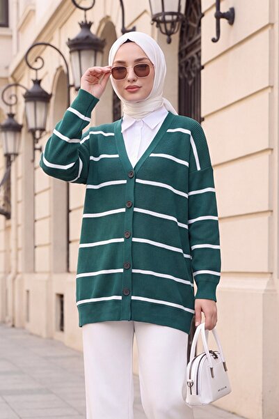Modamorfo Striped Buttoned Cardigan