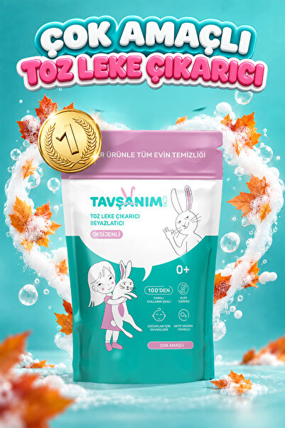 TAVŞANIM! Çamaşır Ve Yüzey için Çok Amaçlı Oksijenli Toz Leke Çıkarıcı ve Bey...