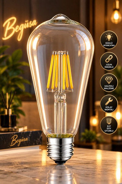 Begüsa Rustik Led Armut Ampul Beyaz