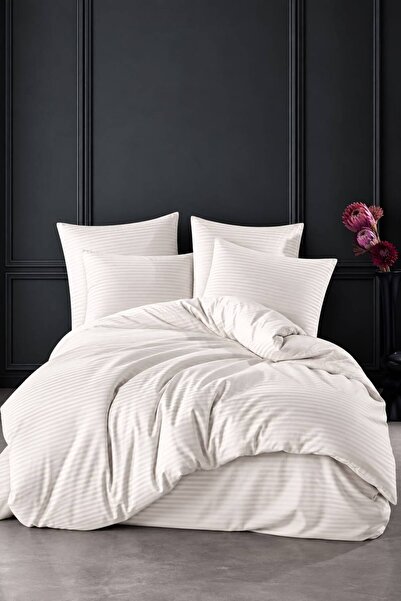 GOLDROOM Home Striped Cotton Satin Bedding Set
