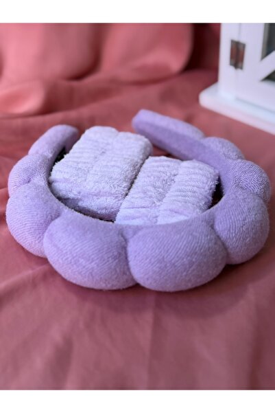 ADAA GIFT Kadın Pofuduk Taçlı Peluş Bileklikli Yıkama Seti - Spa Seti