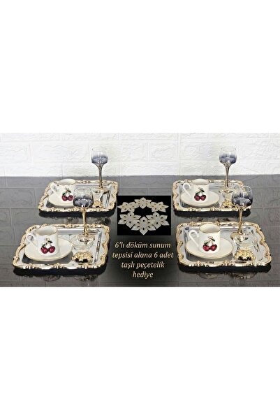 atabey home collection 6 ADET Sunum Tepsis (6 ADET PEÇETE HEDİYE) & Kahve & Ç...