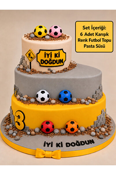 Erzi Futbol Topu Pasta Süsü Figürü – 6’lı Set
