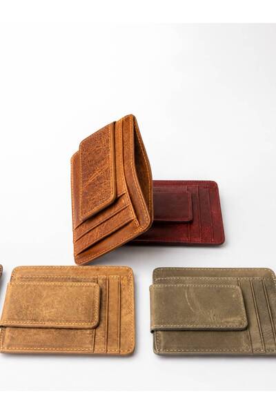 Benecia Wallets %100 Hakiki Crazy Deri El yapımı Minimalist Nakit Para ve Kar...