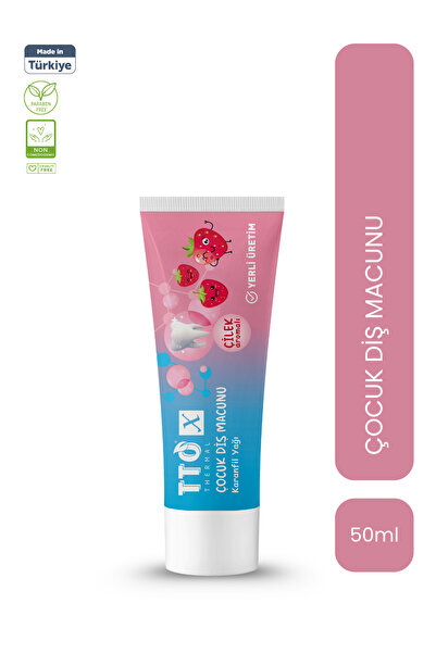 TTO -X Çocuk Diş Macunu Çilek Aromalı Karanfil Yağlı 50 ml – Hassas Dişler İçin Doğal Koruma