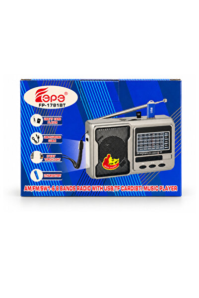 FEPE Fm Radyolu Bluetoothlu Şarjlı Cep Radyosu + El Feneri Fp-1781bt