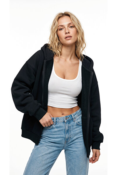uyguntarz Unisex Yumuşak Dokulu Oversize 3 İplik Fermuarlı Sweatshirt