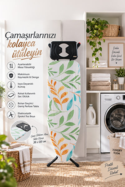 Perilla Alsu Lüx Ütü Masası – Isıya Dayanıklı Kumaş, Buhar Geçirici Geniş Per...