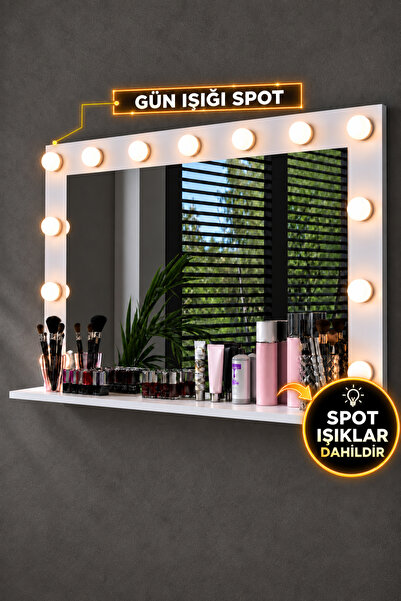Rani Mobilya Rani EF111 Hollywood Işıklı Ayna Kulis Makyaj Aynası Günışığı Sp...