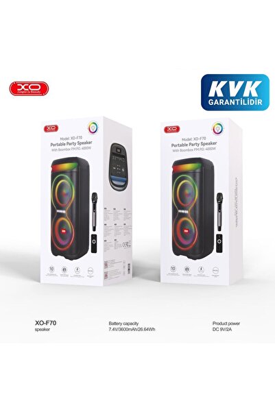 Xo F70 40W RGB Led Işıklı Mikrofonlu ve Uzaktan Kumandalı Boombox Bluotooth V...