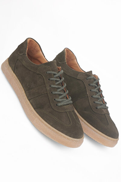 RABU Haki Süet Kadın Hakiki Deri Casual Sneaker