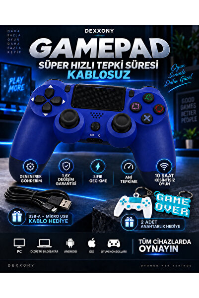 Dexxony Professionel PS4 Kolu Kablosuz PC Bilgisayar Uyumlu Bluetooth Gamepad...