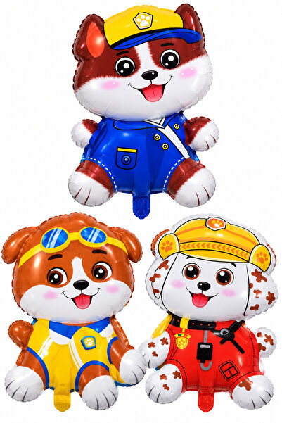 Parti dolabı 3'lü Paw Patrol Rubble Marshall Chase Folyo Balon Seti Paw Petro...