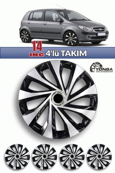 YONGA OTO AKSESUAR HYUNDAİ GETZ 14 INC jant kapağı 4 adet, Amblem ve 8 adet Cırt kelepçe