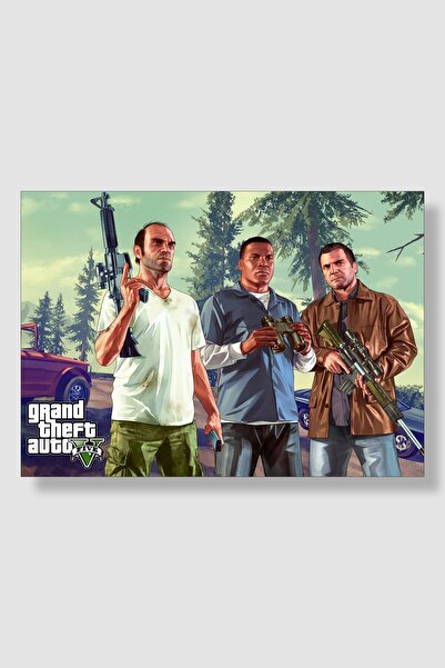 postick Grand Theft Auto Gta V | Gta 5 Oyun Posteri Kalın Parlak Kuşe Kağıdı