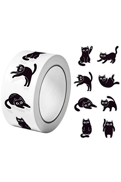 Choice1 RO026 1Roll500Pcs Black Funning Cats Stickers 2.5cm/1.0'' 16 Designs ...