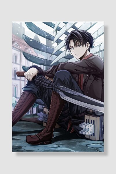 postick Attack On Titan | Levi Ackerman Anime Posteri Kalın Parlak Kuşe Kağıdı