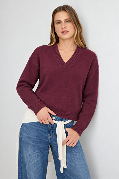 Noi Belis basic supradimensionat Pulover tricotat cu textura moale cu decolte...