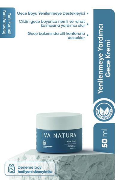 Iva Natura Organik Gece Kremi Ölmez Çiçek & Limon Otu Özlü – Onarıcı Bakım – ...