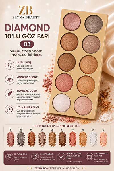 ZEYNABEAUTY Diamond 10'lu Göz Farı No:03