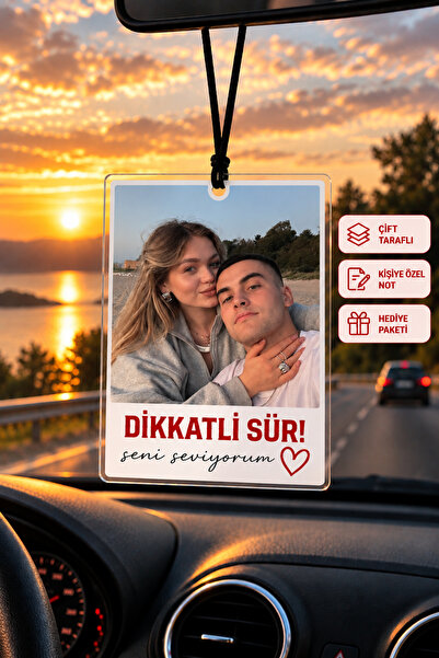 betüslesin Kişiye Özel Dikkatli Sür Fotoğraflı Dikiz Aynası Süsü