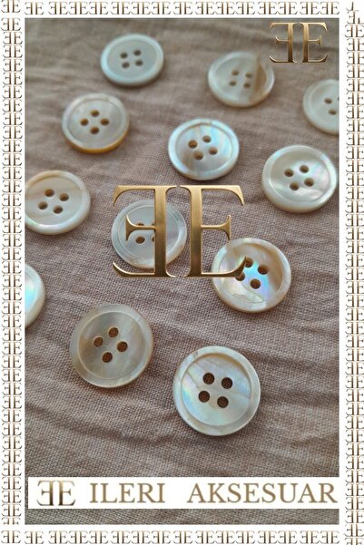 ILCARE ƎE Doğal Trokas hakiki inci Midye Kabugu Sedef Düğme -13 MM 12 ADET Bl...