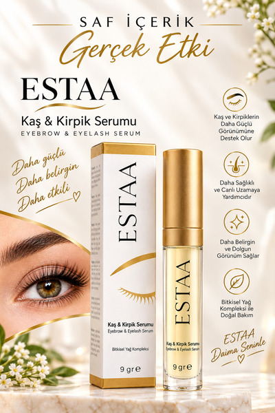 Estaa Kaş & Kirpik Serumu 10 ml – Bitkisel Yağlarla Zenginleştirilmiş Kaş ve ...