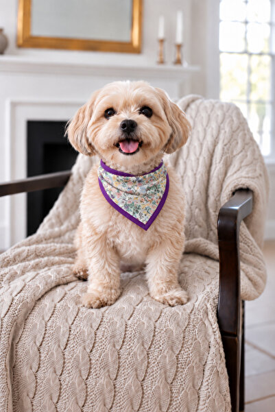Çiçek Desen Üçgen Köpek Fular Bandana