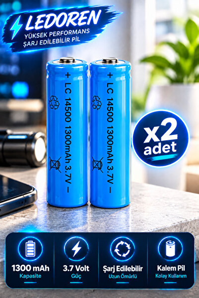 L'eDoren 1300 Mah 3.7 V Şarj Edilebilir AA Kalem Pil Lc 14500 Şarj Edilebilen...