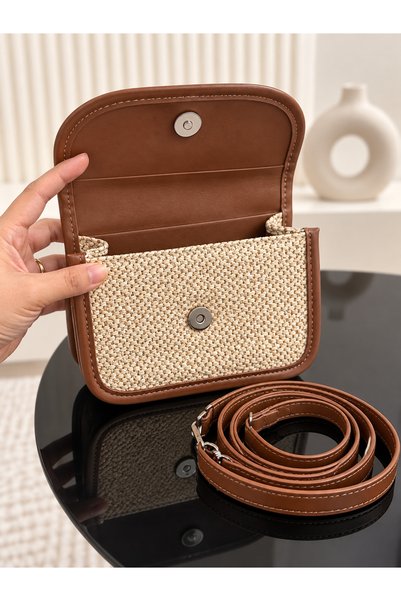 seraptakidunyasi Straw Textured Women's Shoulder and Crossbody Bag – Stylish Handbag for Daily Use (3 Colors)