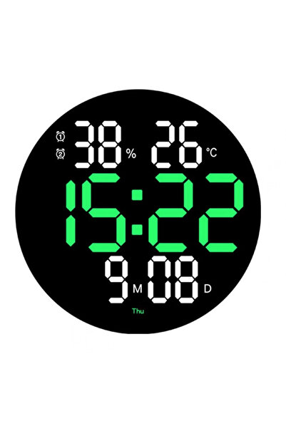 Mihai Ceas electronic de perete RD A329 cu afișaj VERDE, temperatură, umidita...