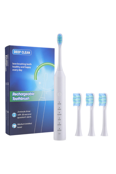 Choice1 WHITE Electric Sonic Toothbrush 2-Minute Smart Timer 6 Modes Deep Cle...