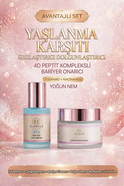 BTX Peptide Peptit Lifting Serum 30ml + Ceramide Seramid Barrier Cream 50ml - Yaşlanma Kırışıklık Karşıtı Sıkılaştırıcı Bariyer Onarıcı Yoğun Nem Dolgunlaştırıcı Elastikiyet İnce Çizgi Seti