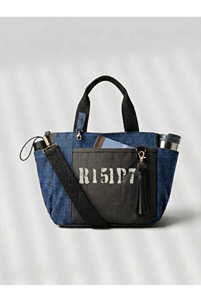 MOKA pasaj UNI Tote Mumlu Kanvas ve Denim Omuz ve El Çantası (uzun ayarlanabi...