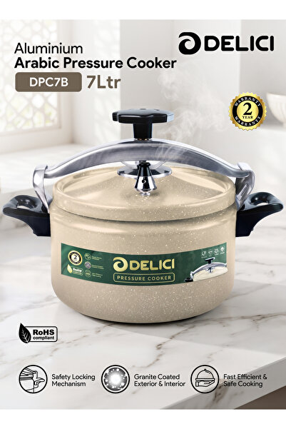 DELICI Aluminium Pressure Cooker 7 Litre – Durable Build, Safe Lock, Strong B...