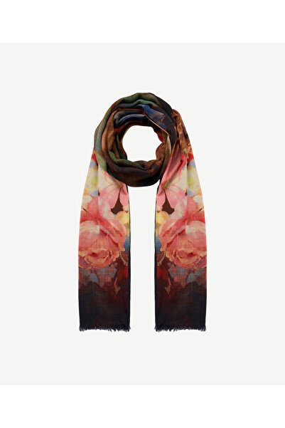 Yargıcı Large Floral Patterned Wool Shawl