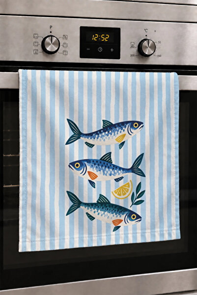 Valerine Life Hand Drying Towel 30X50Cm Cotton Absorbent Aegean Fishes for Ki...